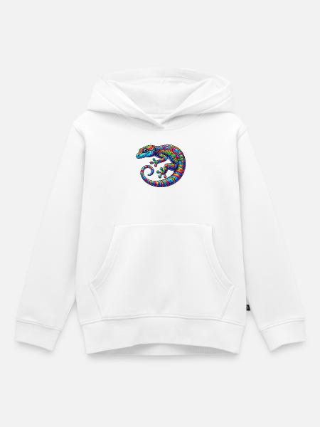 Gecko - Kinder Premium Organic Hoodie - Weiß