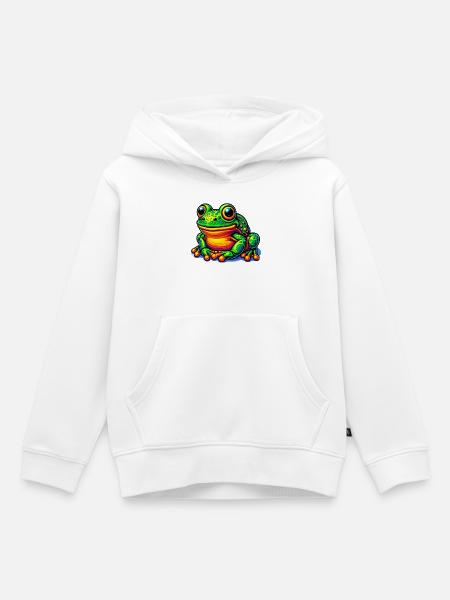 Frosch - Kinder Premium Organic Hoodie - Weiß