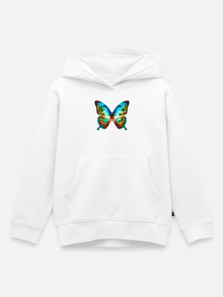 Schmetterling - Kinder Premium Organic Hoodie - Weiß