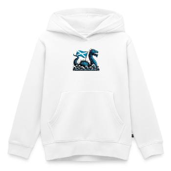Monstre du Loch Ness en Écosse - Sweat Premium à capuche enfant bio - blanc - Devant - AI Model Kid Female (0cm)