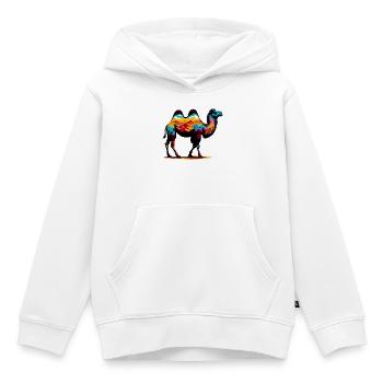 Chameau - Sweat Premium à capuche enfant bio - blanc - Devant - AI Model Kid Female (0cm)