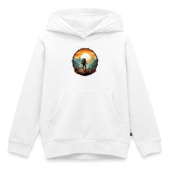 Bergsteiger vor dem Sonnenaufgang - Kinder Premium Organic Hoodie - Weiß - Vorne - AI Model Kid Female (0cm)