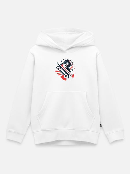 Roller Skates Zeichnung - Kinder Premium Organic Hoodie - Weiß