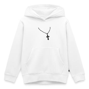Necklace with cross - Kids Premium Organic Hoodie - white - Front - AI Model Kid Female (0cm)