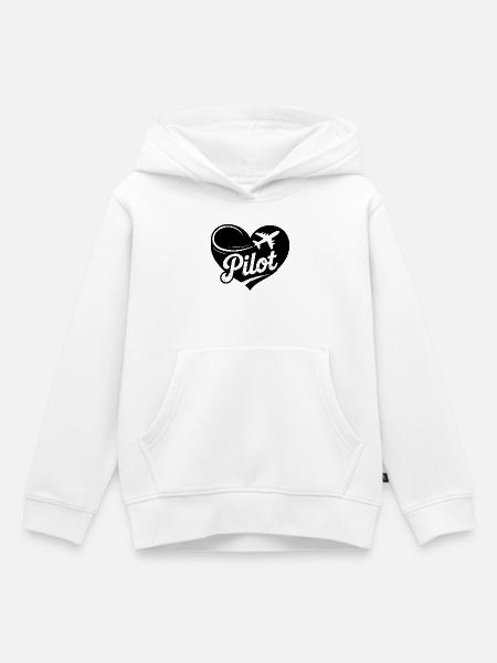 Pilot Herz Design - Kinder Premium Organic Hoodie - Weiß