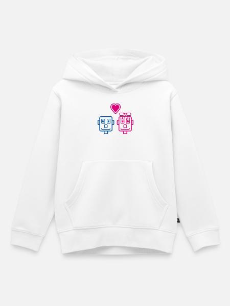 Robot Lovers von Helfspawn - Kinder Premium Organic Hoodie - Weiß