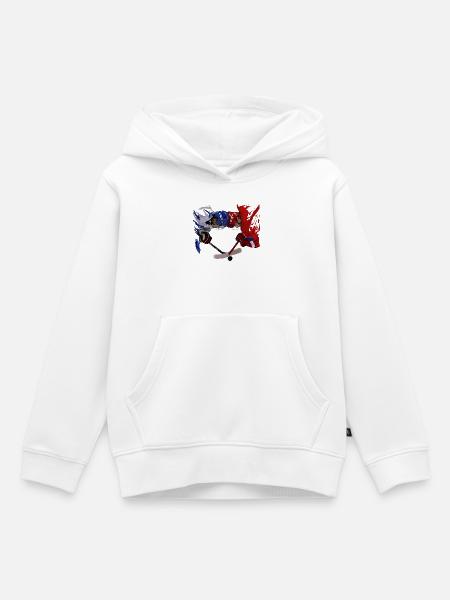 Eishockey Duell Blau Rot - Kinder Premium Organic Hoodie - Weiß
