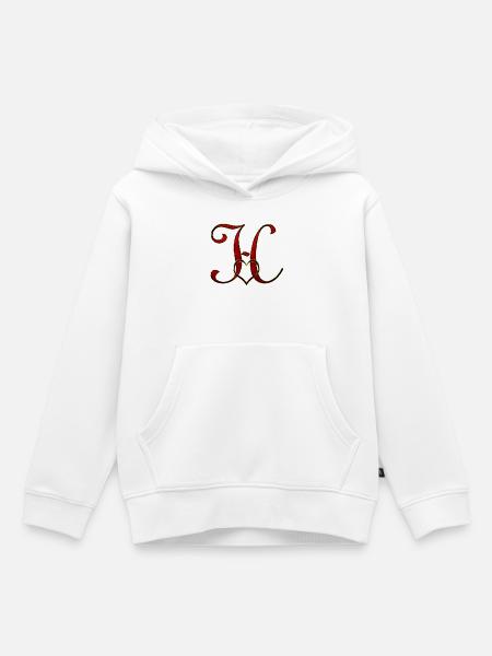 Monogramm H mit Herzrahmen - Kinder Premium Organic Hoodie - Weiß