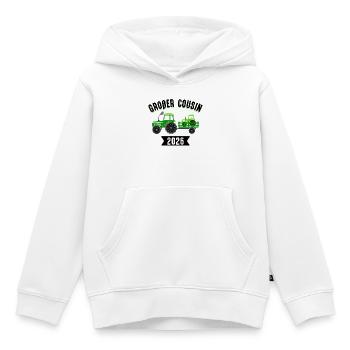 Annonce du bébé grossesse du grand cousin en 2026 - Sweat Premium à capuche enfant bio - blanc - Devant - AI Model Kid Female (0cm)