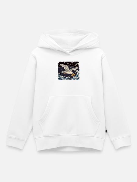 Möwen stiehlt Sandwich Lustig - Kinder Premium Organic Hoodie - Weiß