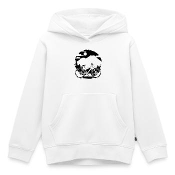 Croquis de VTT - Sweat Premium à capuche enfant bio - blanc - Devant - AI Model Kid Female (0cm)