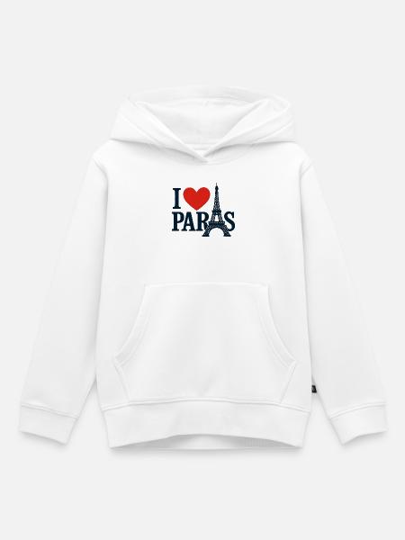 Ich liebe Paris Eiffel Herz - Kinder Premium Organic Hoodie - Weiß