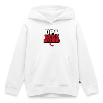 Opa Weiss Beschied – Retro Telefon - Kinder Premium Organic Hoodie - Weiß - Vorne - AI Model Kid Female (0cm)