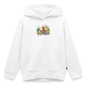 Süßer Bär fährt Fahrrad Ballons Frühling Natur - Kinder Premium Organic Hoodie - Weiß - Vorne - AI Model Kid Female (0cm)