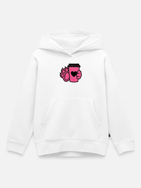 Hundepfote Kaffee Tasse Hunde Mama - Kinder Premium Organic Hoodie - Weiß
