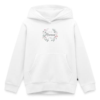 Maman, Fleur Unique et Tendresse - Sweat Premium à capuche enfant bio - blanc - Devant - AI Model Kid Female (0cm)