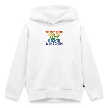 Menschenrechte Spruch für Aktivisten & Demos - Kinder Premium Organic Hoodie - Weiß - Vorne - AI Model Kid Female (0cm)