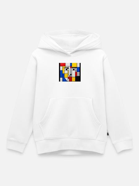 Mondrian-Gesichtsmosaik - Kinder Premium Organic Hoodie - Weiß