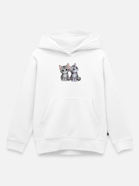 Kätzchen Geschwister - Kinder Premium Organic Hoodie - Weiß