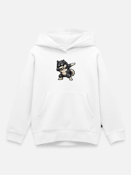 Dabbing Wolfsspitz - Kinder Premium Organic Hoodie - Weiß