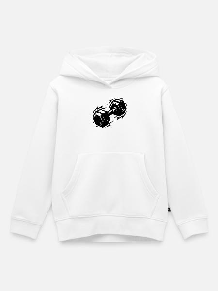 Hantel Symbol - Kinder Premium Organic Hoodie - Weiß