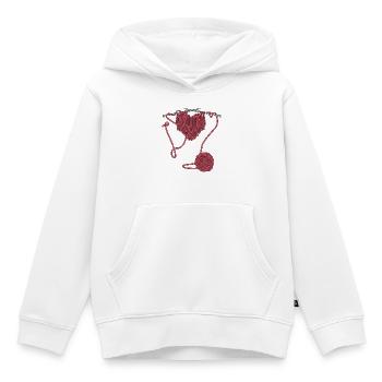 J’adore crocheter ou tricoter - Sweat Premium à capuche enfant bio - blanc - Devant - AI Model Kid Female (0cm)