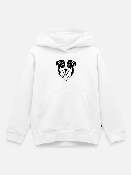 Australian Shepherd Kopf schwarz - Kinder Premium Organic Hoodie - Weiß