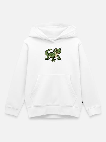 Grüner Gecko - Kinder Premium Organic Hoodie - Weiß