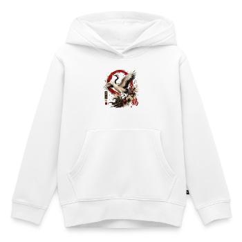 Kranich – Japanese Crane Art Design - Kinder Premium Organic Hoodie - Weiß - Vorne - AI Model Kid Female (0cm)