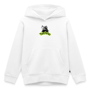 Crâne Techno Néon Sombre - Sweat Premium à capuche enfant bio - blanc - Devant - AI Model Kid Female (0cm)