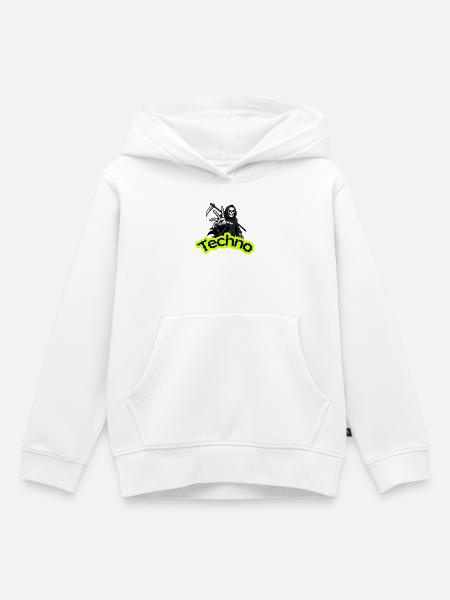 Neon Grim Techno Schädel - Kinder Premium Organic Hoodie - Weiß
