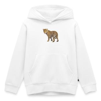 léopard - Sweat Premium à capuche enfant bio - blanc - Devant - AI Model Kid Female (0cm)