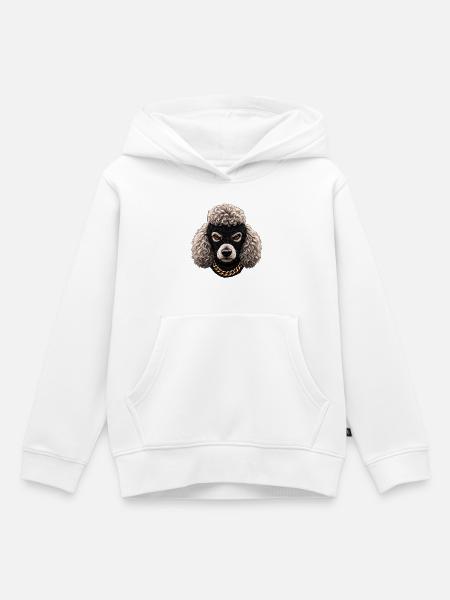 Böser Pudel mit Sturmhaube - Kinder Premium Organic Hoodie - Weiß