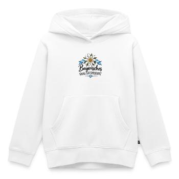 Bayerisches Qualitätsprodukt - mit Edelweiß  - Kinder Premium Organic Hoodie - Weiß - Vorne - AI Model Kid Female (0cm)