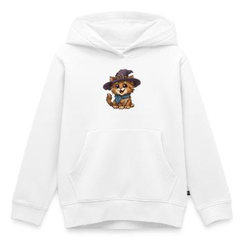 Hexenkatze mit Hut und Schal - Kinder Premium Organic Hoodie - Weiß - Vorne - AI Model Kid Female (0cm)