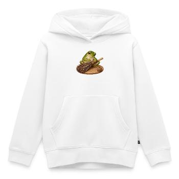 Frosch bindet einen Reisigbesen - Kinder Premium Organic Hoodie - Weiß - Vorne - AI Model Kid Female (0cm)