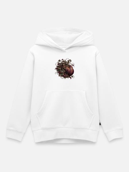 Dunkler Kürbis mit Efeu - Kinder Premium Organic Hoodie - Weiß