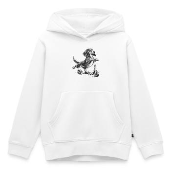 Dackel auf dem Tretroller – Vintage-Stil - Kinder Premium Organic Hoodie - Weiß - Vorne - AI Model Kid Female (0cm)