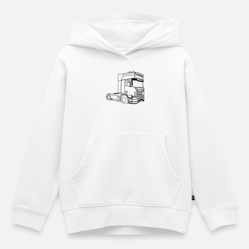 Vabis Truck v8 Roadtrain Streamline highline - Sweat Premium à capuche enfant bio - blanc