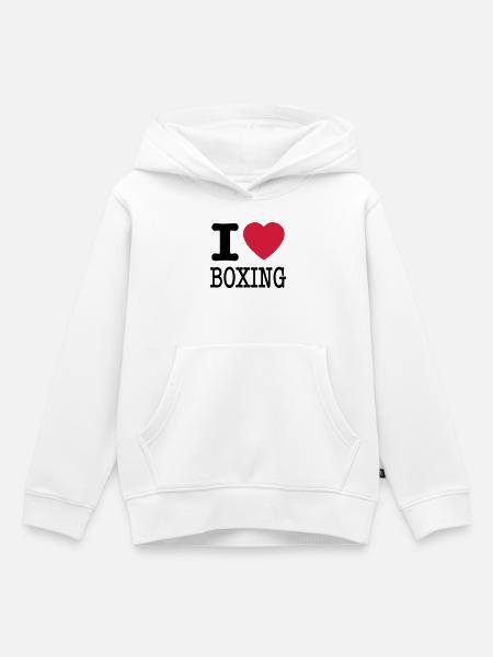 i love boxing / ik hou van boxen - Kinder Premium hoodie biologisch - wit