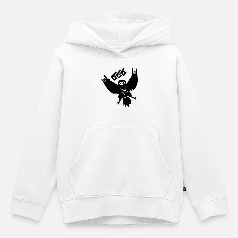 Owl Black Metal - Sweat Premium à capuche enfant bio - blanc