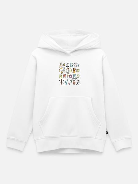 Buntes Tier Alphabet - ABC - Kinder Premium Organic Hoodie - Weiß