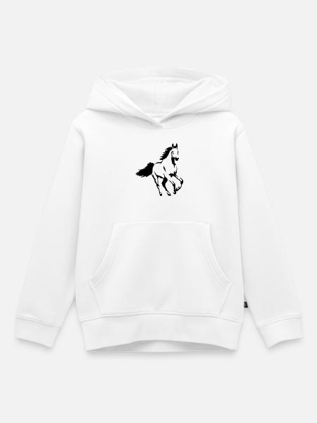 Cheval Animal Étalon Mare Poulain - Sweat Premium à capuche enfant bio - blanc
