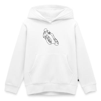 Wheelie à la course de moto - sombre - Sweat Premium à capuche enfant bio - blanc - Devant - AI Model Kid Female (0cm)