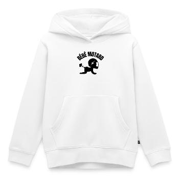 motard, bébé motard, moto, moto sport - Sweat Premium à capuche enfant bio - blanc - Devant - AI Model Kid Female (0cm)