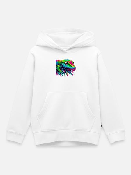 Gecko - Kinder Premium Organic Hoodie - Weiß