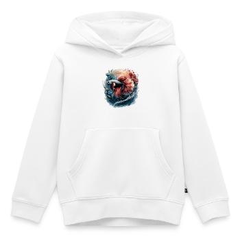 Betta Splendens, Aquarium de poissons Betta, Bettafan - Sweat Premium à capuche enfant bio - blanc - Devant - AI Model Kid Female (0cm)