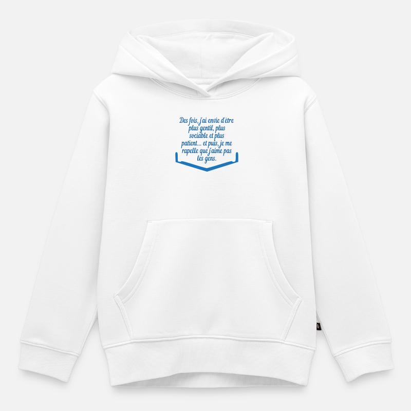 j'aime pas les gens - Sweat Premium à capuche enfant bio - blanc