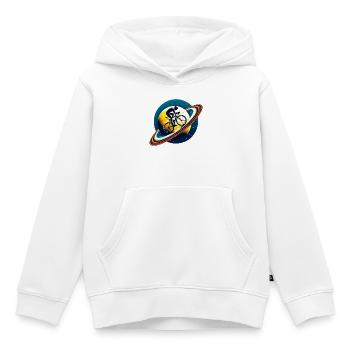 Cycliste sur Saturne - Sweat Premium à capuche enfant bio - blanc - Devant - AI Model Kid Female (0cm)