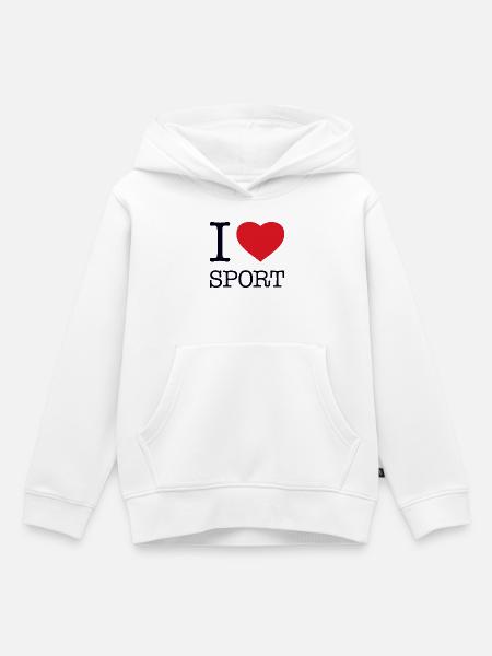 I LOVE SPORT - Kinder Premium Organic Hoodie - Weiß